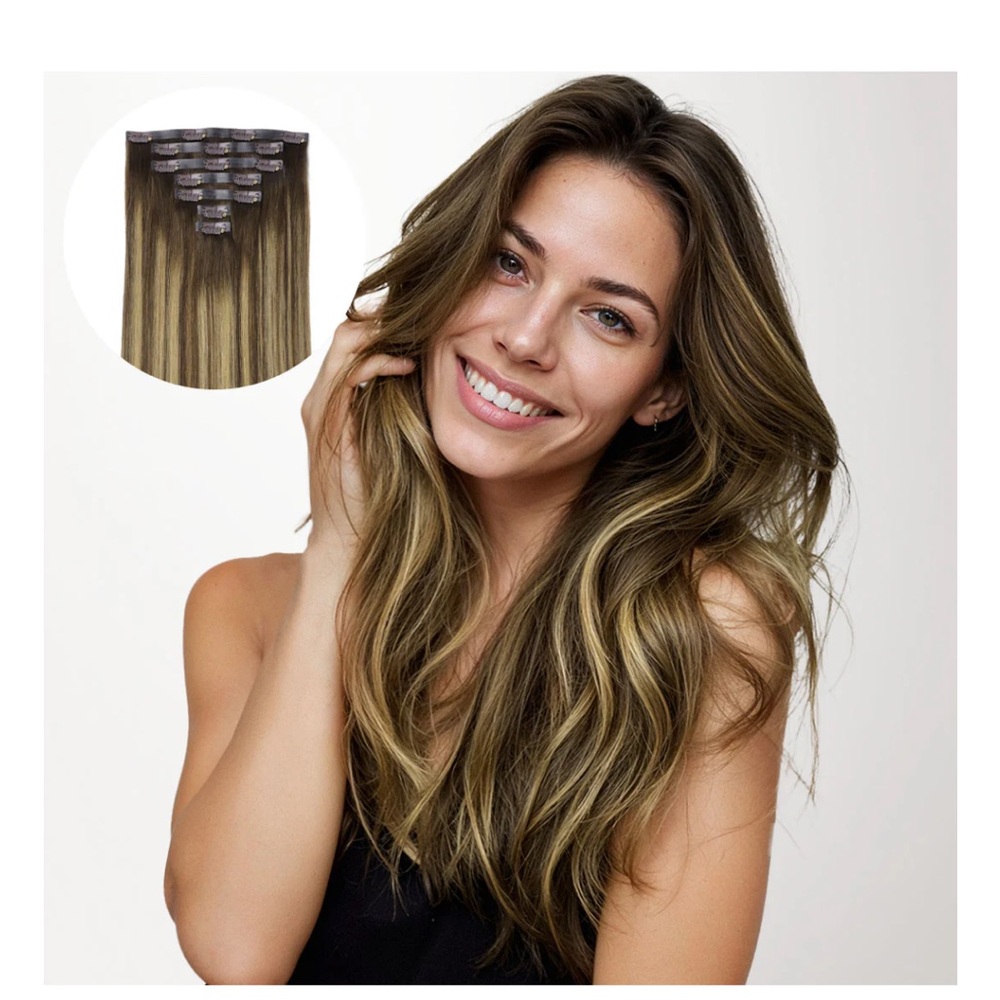 Goo Goo seamless hair extensions caramel blonde balayage
20” 150 grams